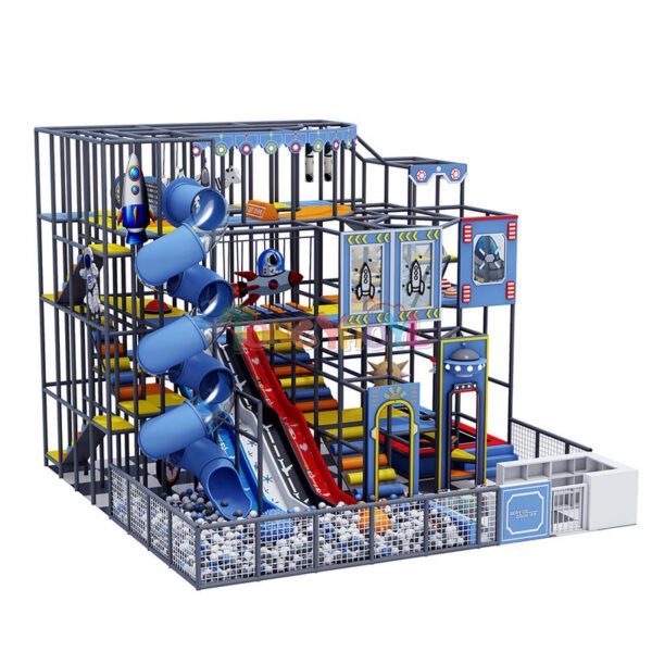 90 Squares Custom Indoor Playground Multi Level Indoor Playground Maze Rocket Theme
