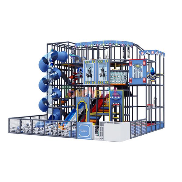 90 Squares Custom Indoor Playground Multi Level Indoor Playground Maze Rocket Theme